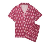 Ensemble Pyjama Femme Hiver,Pyjama Douillet à Manches Courtes pour La Maison avec Un Haut Cardigan Imprimé IdéAl pour La Saint-Valentin Et Toute L'AnnéE pour des SoiréEs Relaxantes
