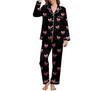 Ensemble Pyjama Femme Hiver,Pyjama Doux Et éLéGant à Imprimé Saint-Valentin VêTement De Nuit Confortable pour des Nuits Douillettes