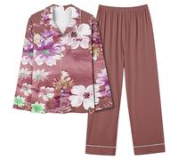 Ensemble Pyjama Femme Manches Longues, Pyjama Femme Doux Hiver Imprimé Confortable Ensemble Nuit DéTente VêTements Longs Deux PièCes ÉLéGant LéGer Respirant AgréAble à