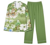 Ensemble Pyjama Femme Manches Longues, Pyjama Femme Doux Hiver Imprimé Confortable Ensemble Nuit DéTente VêTements Longs Deux PièCes ÉLéGant LéGer Respirant AgréAble à