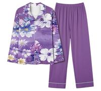 Ensemble Pyjama Femme Manches Longues, Pyjama Femme Doux Hiver Imprimé Confortable Ensemble Nuit DéTente VêTements Longs Deux PièCes ÉLéGant LéGer Respirant AgréAble à