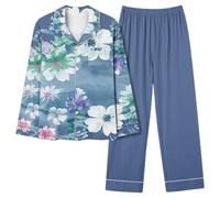 Ensemble Pyjama Femme Manches Longues, Pyjama Femme Doux Hiver Imprimé Confortable Ensemble Nuit DéTente VêTements Longs Deux PièCes ÉLéGant LéGer Respirant AgréAble à