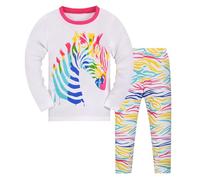 Ensemble Pyjama Fille 2-10 Ans Sirène Imprimer Tee Shirt Manche Longue Col Rond Chat Dessin Animé et Pantalon Sous Vetement Thermique Tenue Vetement de Nuit (White, 5-6 Ans)