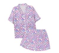 Ensemble Pyjama Fille Ensemble de Pyjama à imprimé écailles de Poisson dégradé pour Petite filleEnsemble d'été 2 pièces à Manches Courtes(12-13 Ans)