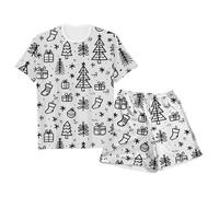 Ensemble pyjama graffiti avec short à manches courtes pour enfants Ensemble De VêTements De Maison Peints à La Main pour Enfants Pyjama à Colorier pour GarçOn De Pyjama Fille a Colorier Vêtements