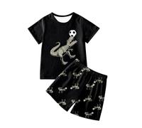 Ensemble Pyjama Kawaii d'été pour Enfants Deux pièces Manches Courte Tops et Short 2 en Soie Boutonné Coton Biologique Doux Pyjashort té Set Vêtement Petite Fille