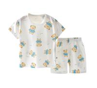 Ensemble Pyjama Kawaii d'été pour Enfants T Shirt Tops et Pjs Shorts Manches Courtes avec Haut Short Pyjamas Longues en Coton Biologique Doux 2 Pièces Pyjashort Set Vêtement Petite Fille