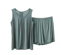 Ensemble pyjama pour femme - Col en U - Court - Combinaison d'été pour la maison - Sans manches - Débardeur et short - Deux pièces - Vêtements de nuit - Grandes tailles - Loungewear, c, 6XL