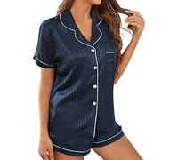 Ensemble Pyjama Pour Femme,Lingerie Sexy Vêtements de Nuit en Satin Pyjamas Camisole en Dentelle et Short Col en V pour Femmes Pyjamas Ensembles Chic Nightwear 2 Pièce Court Pyjashort Femme
