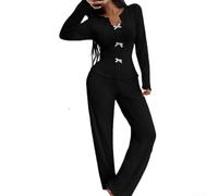 Ensemble Pyjama pour femme Manches Longues Col V Pantalon Ensemble | Col V élégant, manches longues, design mode pour un look même à la maison