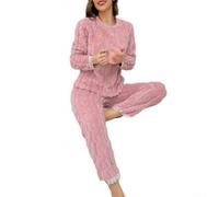 Ensemble Pyjama pour femme Manches Longues Pantalon Coupe Ample | Coupe ample et régulière, pour liberté de mouvement totale, idéal pour se détendre après une longue journée(Pink L)