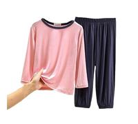 Ensemble Pyjama pour Garçon Loungewear décontracté Tenue T Shirt Tops et Pjs Shorts uni Assorti Mignon Animal Dessin Anime Tendance Pratiques Survêtement Enfants 8-18 Ans