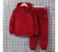 Ensemble pyjama pour garçon préadolescent avec sweat-shirt à capuche brodé de motifs de dessins animés et pantalon de couleur unie, convient pour Noël, Thanksgiving, l'hiver 8Y,9Y,10Y,11-12Y,13-14Ygra