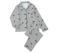 Ensemble Pyjama rayé pour Femme avec Motif Coeur-Pyjama à Manches Longues avec Chemise et Pantalon Vêtement de Nuit élégant Jour de la Saint-Valentin Satin Ensemble de Pyjama à imprimé cœur #0123
