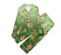 Ensemble Pyjamas Assortis Satin pour Fille Pyjama Moche Noels Manches Longues Pantalons Longs Ensemble Pyjamas Noël, 2 Pièces Costume Noëls Imprimé pour Enfant Filles 4-13 Ans x2