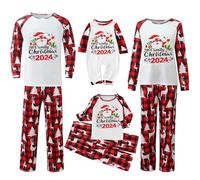 Ensemble Pyjamas de Noël Assortis - Famille Manche Longue Vêtement Santa Imprimé Plaid Ensemble de Pyjama Noël Tenues à Deux Pièces T-Shirt à Manches Longues et Pantalon Mère Père Enfant Bébé Homme