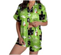 Ensemble Pyjamas Halloween Vêtement Détente Confortables Pyjama Vacances Satin Boutonné Classique Vêtements Nuit Imprimés Flanelle Confortable Cadeau Original