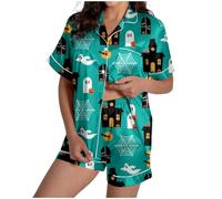 Ensemble Pyjamas Halloween Vêtement Détente Confortables Pyjama Vacances Satin Boutonné Classique Vêtements Nuit Imprimés Flanelle Confortable Cadeau Original