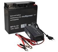 Ensemble Q-Batteries BL 12-3 Chargeur 3A + Multipower MP18-12 Batterie Plomb Gel