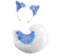 Ensemble queue et oreilles de chien Anime Convention Costume Bandeau Cartoon Jeu de rôle Accessoires Idéal pour Cosplayer et danseurs Oreilles d'animaux Bandeau, bleu, N