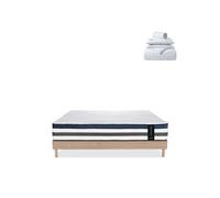 Ensemble Quintessence 140x190 cm + sommier bois + accessoires - Mousse HD mémoire - Ep. 30 cm