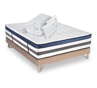 Ensemble Quintessence 140x190 cm + sommier bois + accessoires - Mousse HD mémoire - Ép. 30 cm G