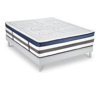 Ensemble Quintessence 160x200 cm + sommier bois blanc - Mousse HD mémoire - Ép. 30 cm G