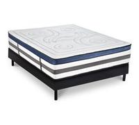 Ensemble Quintessence 90x190 cm + sommier bois noir - Mousse HD mémoire - Ép. 30 cm G