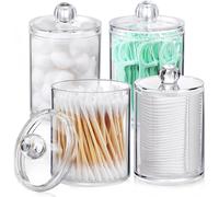 Ensemble Rangement Coton Tige Transparent - 3+1 pcs Vendos85