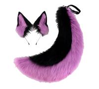 Ensemble Réaliste D'oreilles Et De Queue De Loup - Bandeau Cosplay En Fausse Fourrure Noire De Berger Allemand Avec Queue Touffue Pour Halloween, Conventions D'anime, Costumes Furry(Purpleblack_One si