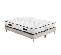 Ensemble relaxation - EBAC LITERIE - S73+Matelas latex Louxor - 2x80x200 - Chêne clair - 3 zones