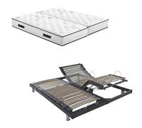 EBAC Literie Ensemble Relaxation S50 + Matelas Latex Louxor - 5 Zones - 2x90x200 - Gris