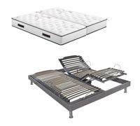 Ensemble relaxation S62 + Matelas Latex Louxor - 5 zones - 2x80x200 - Gris