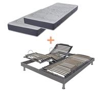 Ensemble relaxation S62 + Matelas Mousse Myriade - 5 zones - 2x90x200 - Gris
