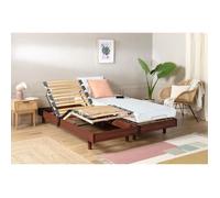 Ensemble relaxation TALCA matelas + sommiers électriques décor cerisier 2x70x190 - Mousse - 14 cm - Ferme