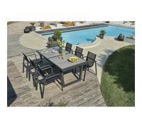 Ensemble repas 6 places en aluminium et plateau céramique