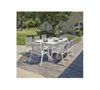 Ensemble repas 8 places 180/240cm en aluminium blanc - PALMA
