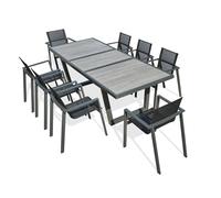 Ensemble repas 8 places en aluminium et plateau céramique