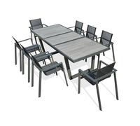 Ensemble repas 8 places en aluminium et plateau céramique - gris anthracite