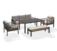 Ensemble repas CAYENNE 7 places en aluminium gris anthracite - - CAYENNE-S3-NOIR
