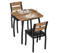 Ensemble repas compact - LUNSY - 73,7x73,7 cm - Marron - 1 table et 2 chaises - Gain de place - Construction robuste