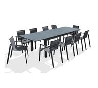 Ensemble repas de jardin 10 places en aluminium