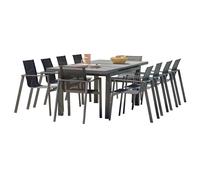 Ensemble repas de jardin 10 places en aluminium - Gris anthracite - VENISE