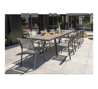 Ensemble repas de jardin 10 places en céramique sur verre