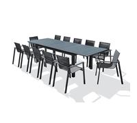 Salon de jardin dcb garden aluminium gris 3 pieces 12 personnes