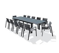 Salon de jardin dcb garden aluminium gris 3 pieces 12 personnes