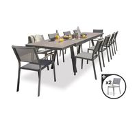 Ensemble repas de jardin 12 places en céramique sur verre