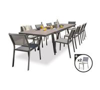 Ensemble repas de jardin 12 places en céramique sur verre