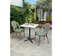 Ensemble repas de jardin 2 places en acier et plateau en hpl