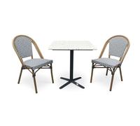 Ensemble repas de jardin 2 places en acier et plateau terrazzo